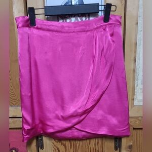 Dee Elly Chic Fuchsia Satin Mini Skirt